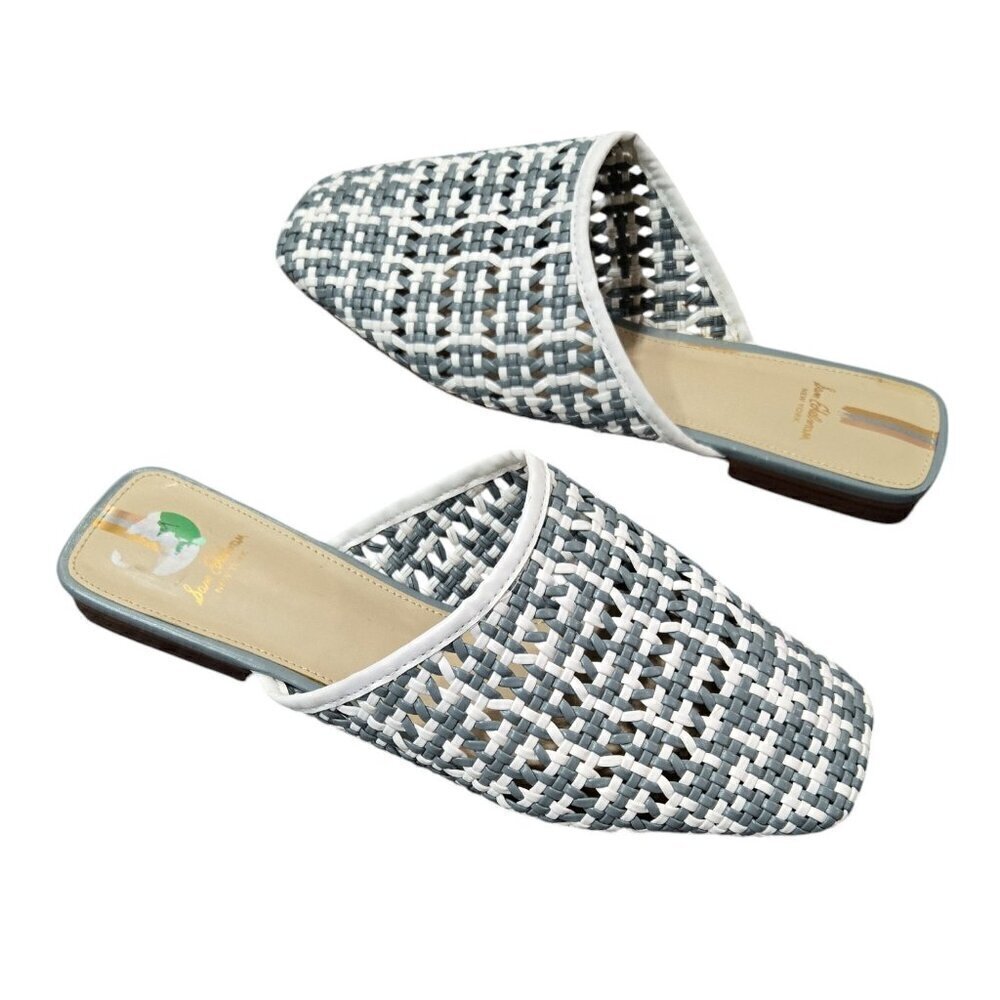 Sam Edelman Woven Mule Slides in White and Gray
